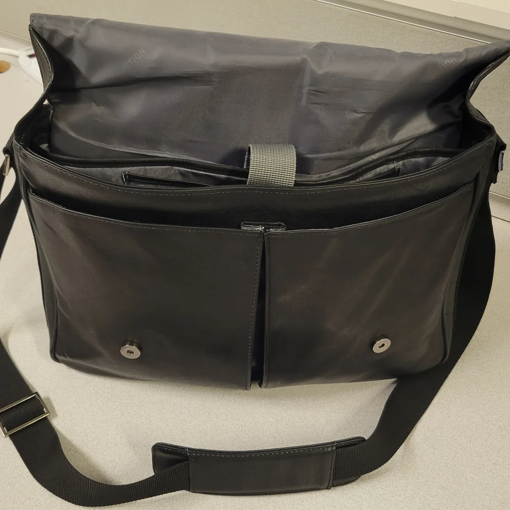 Black Men's Messenger Bag - Professional Laptop Shoulder Bag